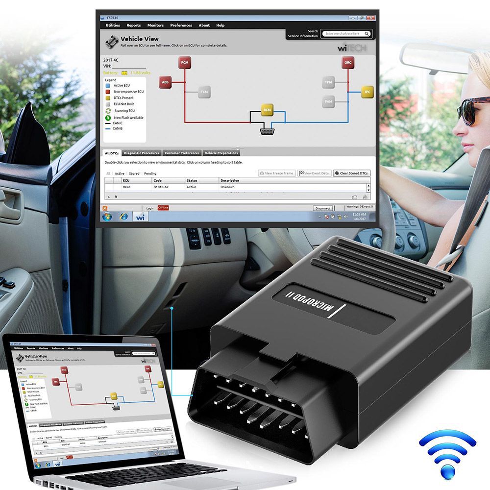 Wifi V17.04.27 wiTech MicroPod 2 Diagnostic Tool für Chrysler Dodge Jeep Fiat Online Version Unterstützt Auto bis 2018