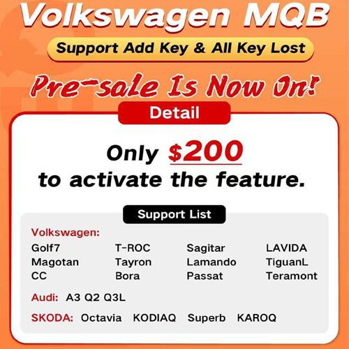 2023 Xhorse Volkswagen MQB Unterstützung Hinzufügen Schlüssel für alle Schlüssel verlorene Lizenz Geeignet für Key Tool Plus Pad oder VVDI2 VVDI Prog