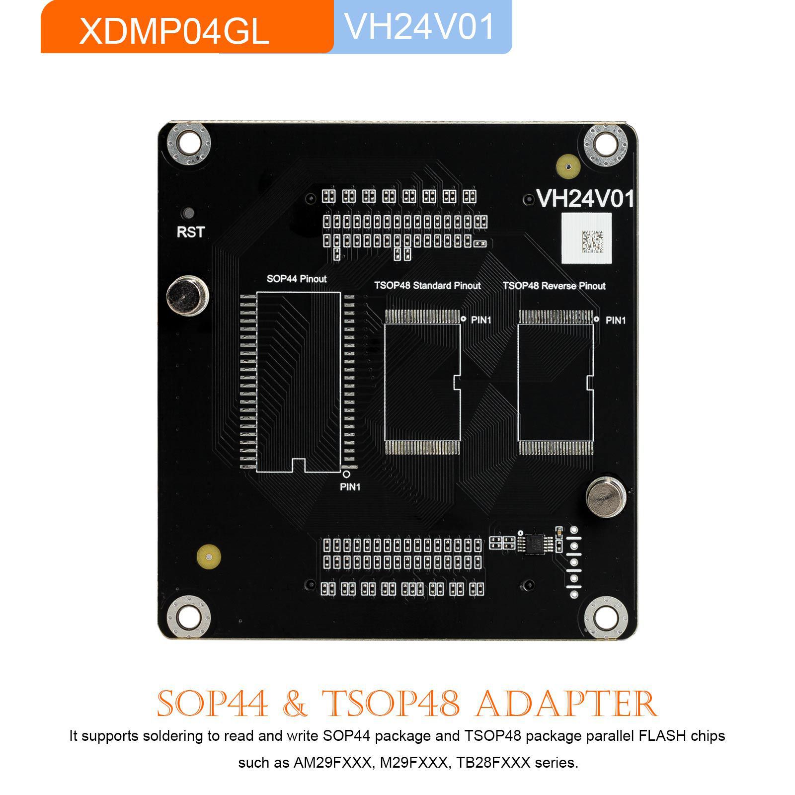 Unten finden Sie eine Liste an Dokumenten, die Xhorse Multi-Prog Programmer Adapters XDMP04GL VH24 SOP44 TSOP48 Flachfernseher hinzufügen.