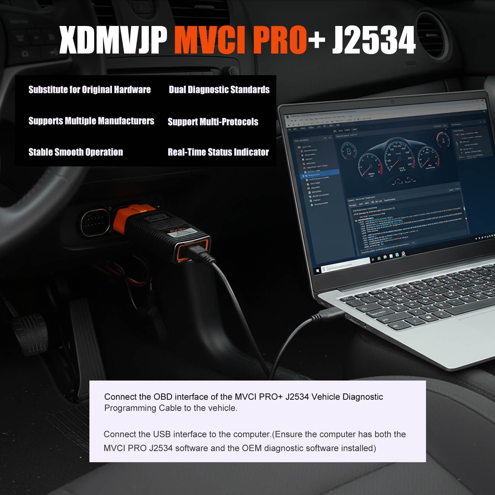 XHORSE XDMVJPGL MVCI PRO J2534 Vehicle Diagnostic Programming Cable for Benz/ Volvo/ Nissan/ Renault/ Peugeot/ GM/ Volkswagen/ Toyota