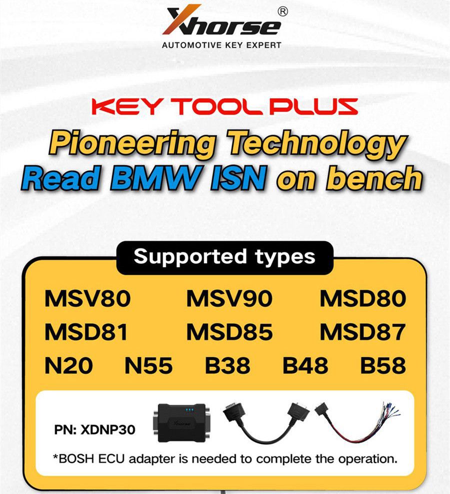 Xhorse BMW Bank Lesen ISN Lizenz auf Bosch MSV80 MSV90 MSD80 MSD81 MSD85 MSD87 N20 N55 B38 für Key Tool Plus Pad