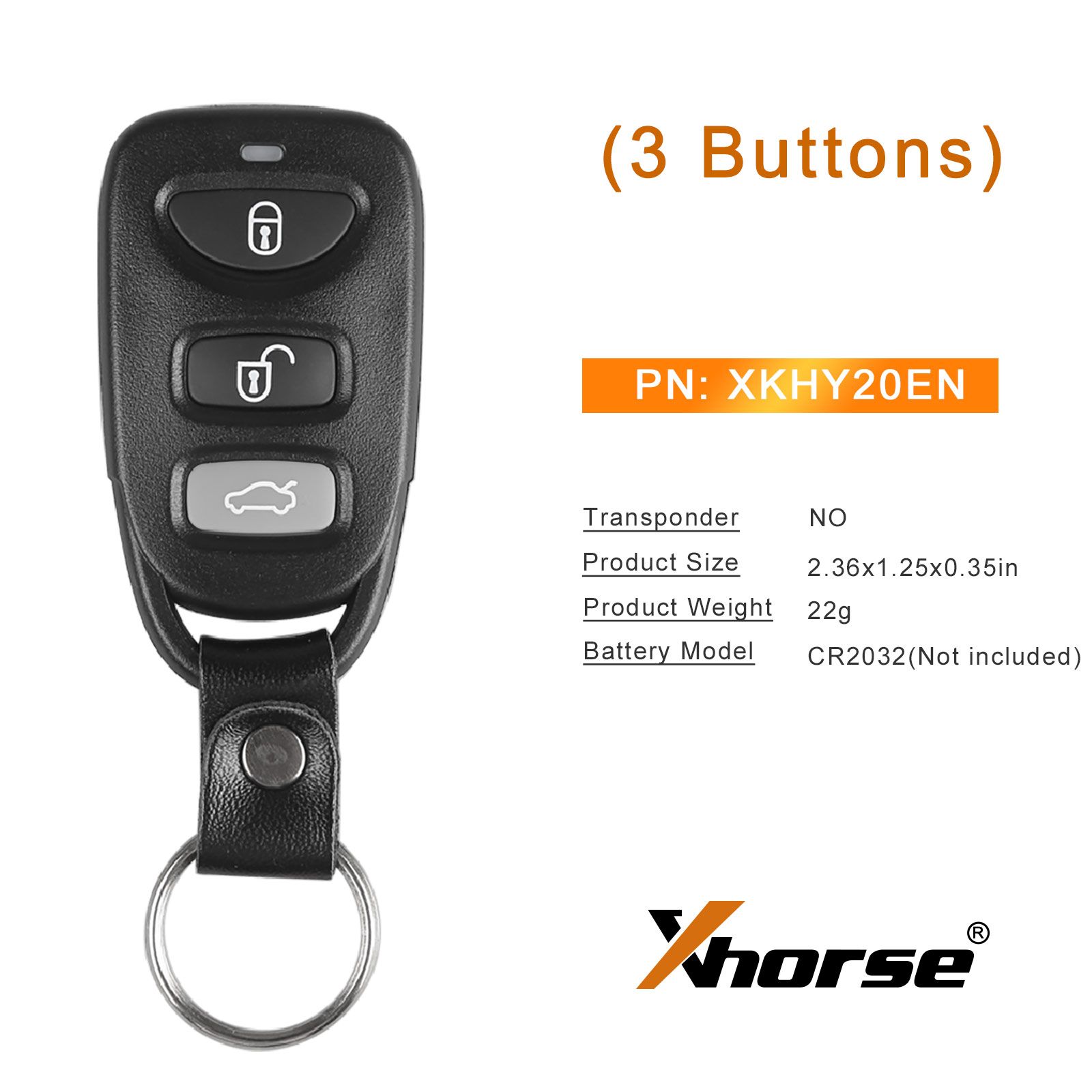 XHORSE XKHY20EN Hyundai Type 3 Buttons Second Generation Universal Remote Key 5pcs/lot