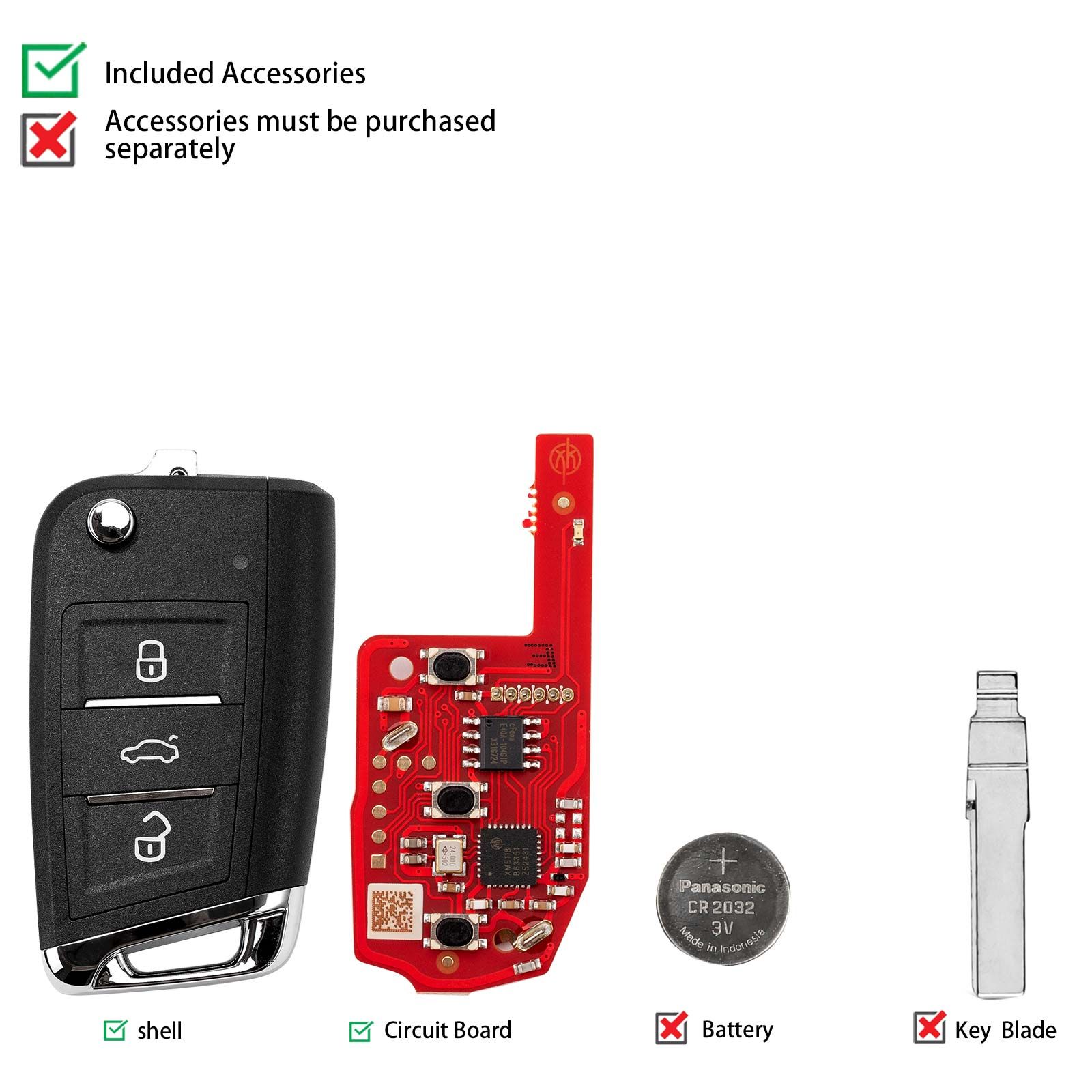 XHORSE XKMQB5EN VW MQB 2nd Generation Smart Key 3 Buttons Universal Remote Key 5pcs/lot