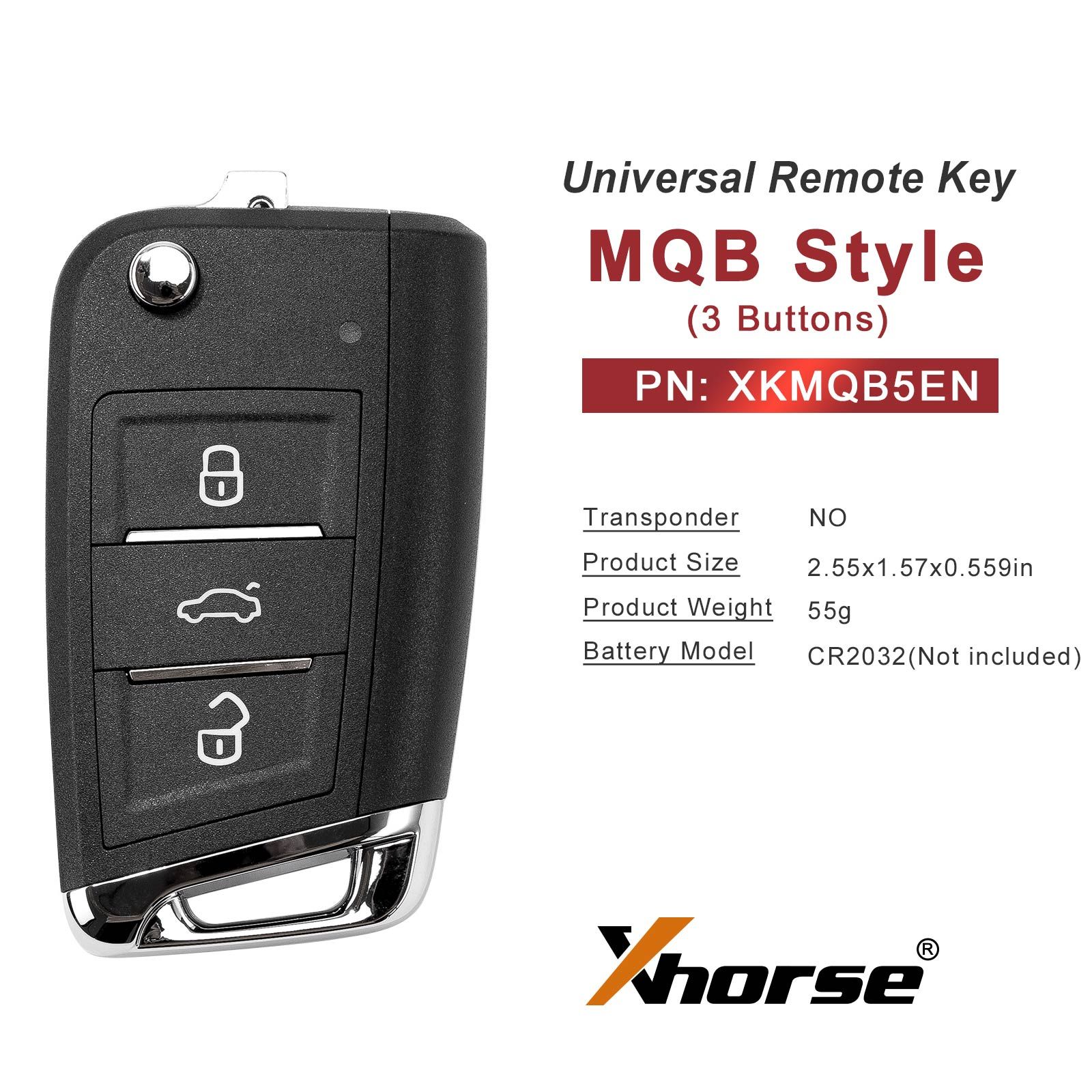 XHORSE XKMQB5EN VW MQB 2nd Generation Smart Key 3 Buttons Universal Remote Key 5pcs/lot