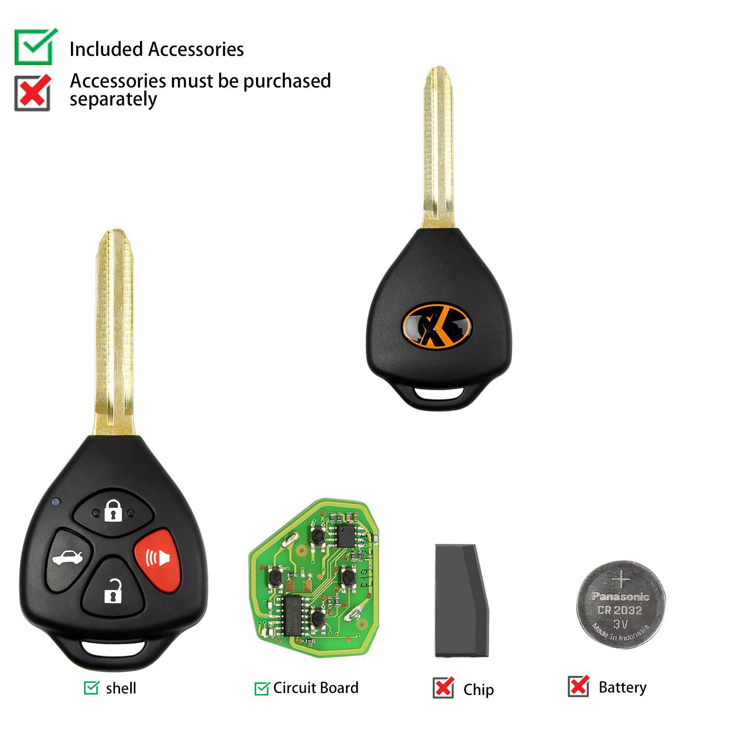 Xhorse XKTO02EN Wired Universal Remote Key Toyota Style Flat 4 Tasten für VVDI VVDI2 Key Tool 5pcs/lot