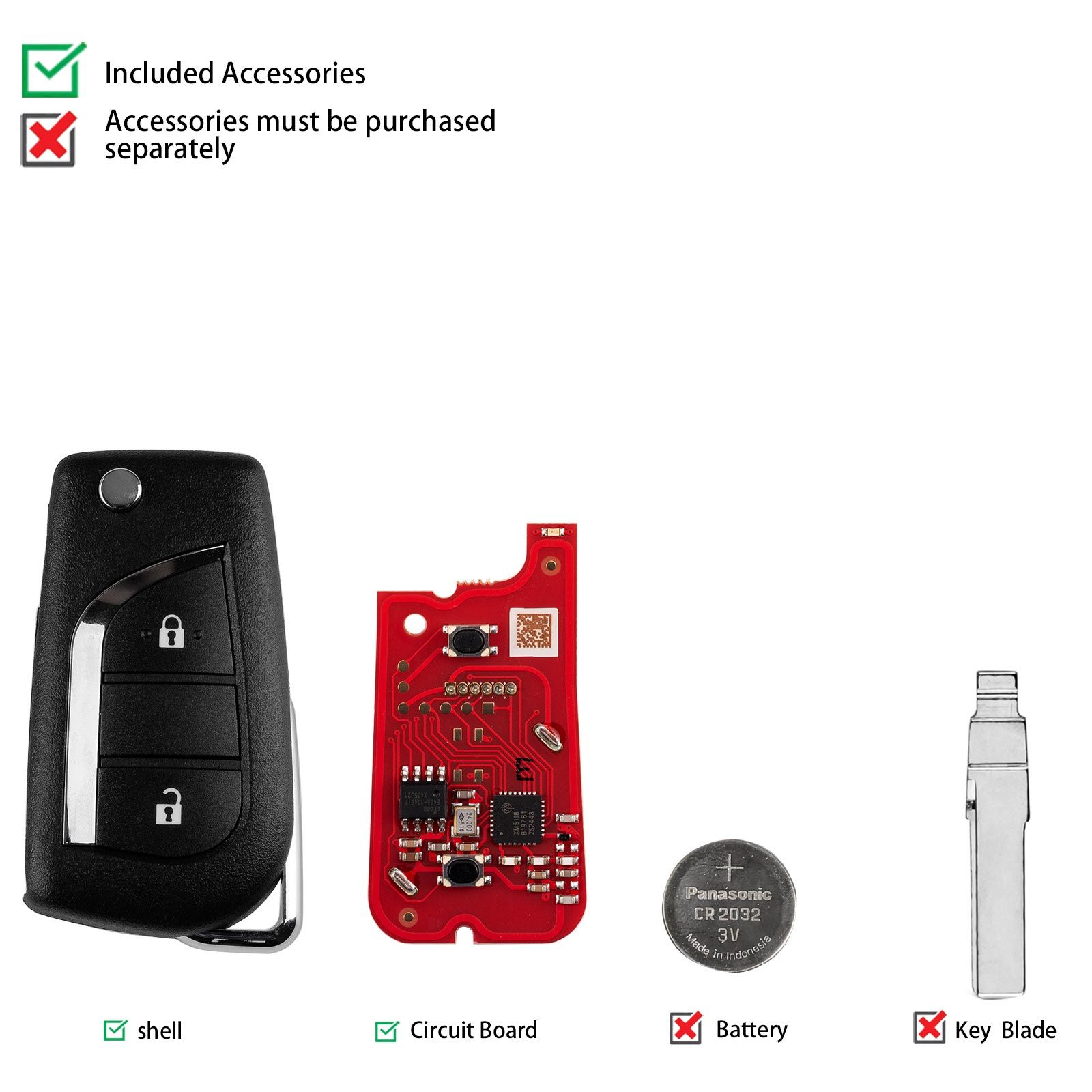 XHORSE XKTO21EN for Toyota 2 Buttons Second Generation Universal Wired Remote Key 5pcs/lot
