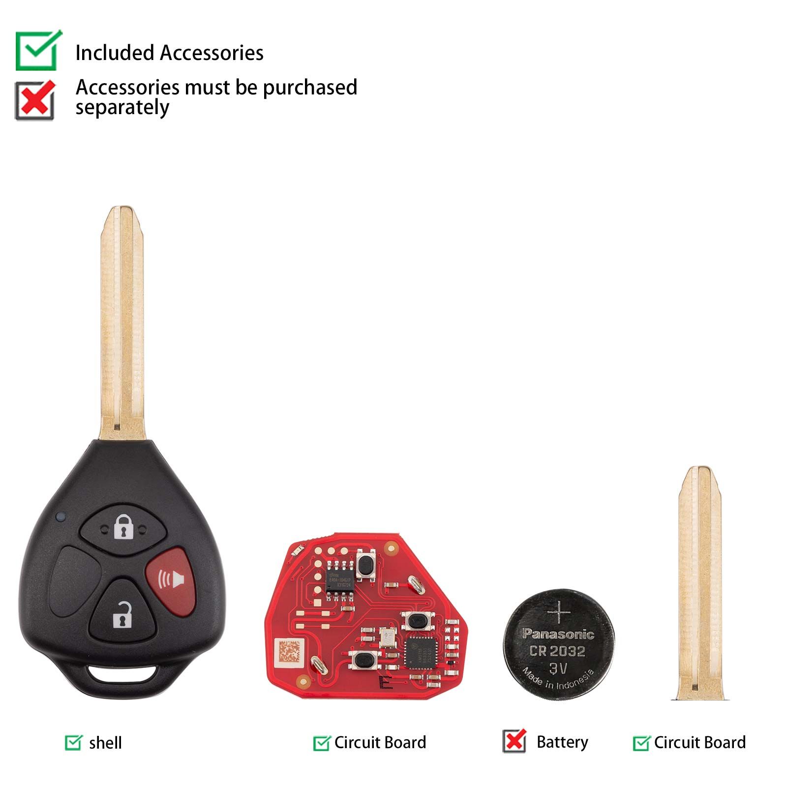 XHORSE XKTO24EN for Toyota Models Right 3 Buttons Triangle Second Generation Wired Remote 5pcs/lot