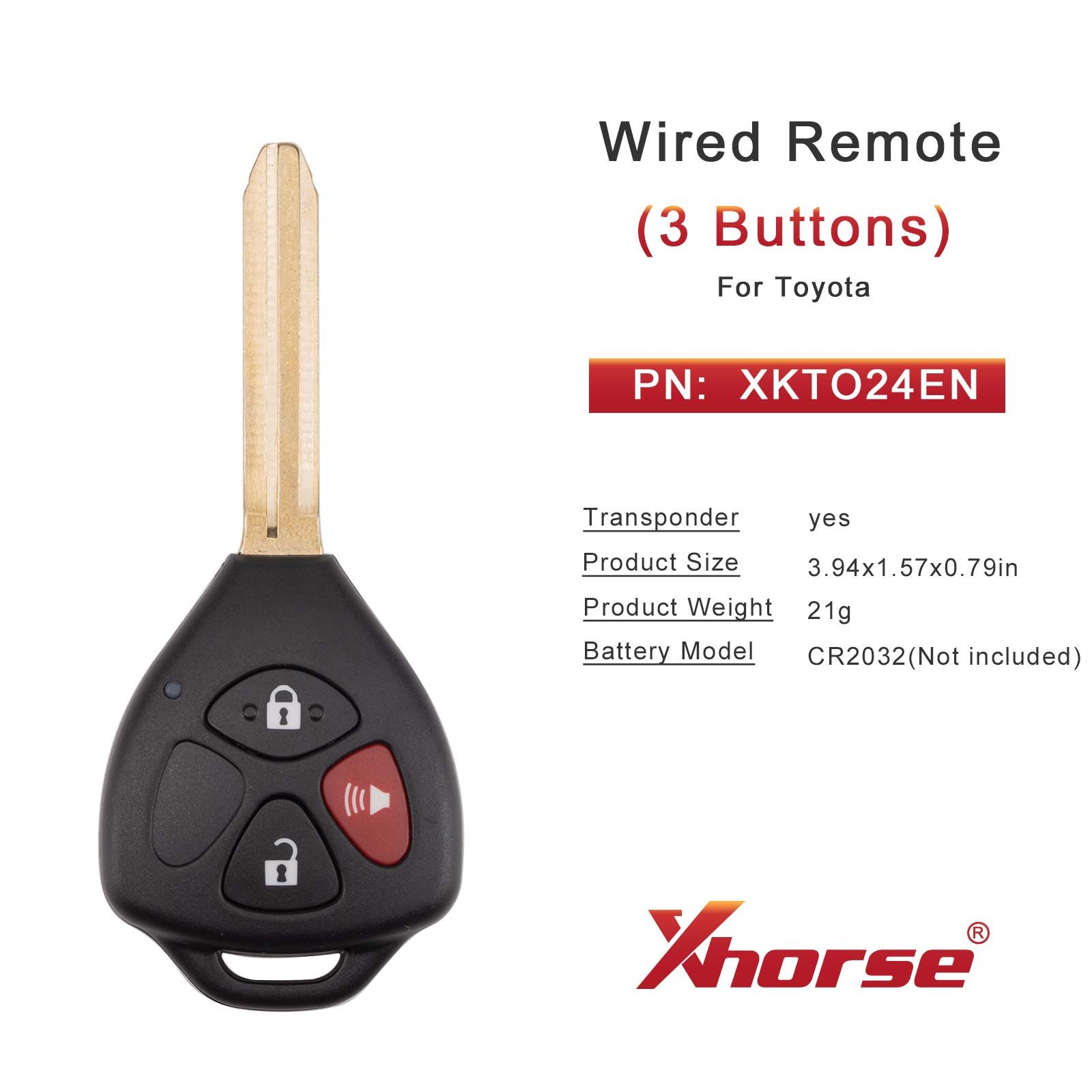 XHORSE XKTO24EN for Toyota Models Right 3 Buttons Triangle Second Generation Wired Remote 5pcs/lot