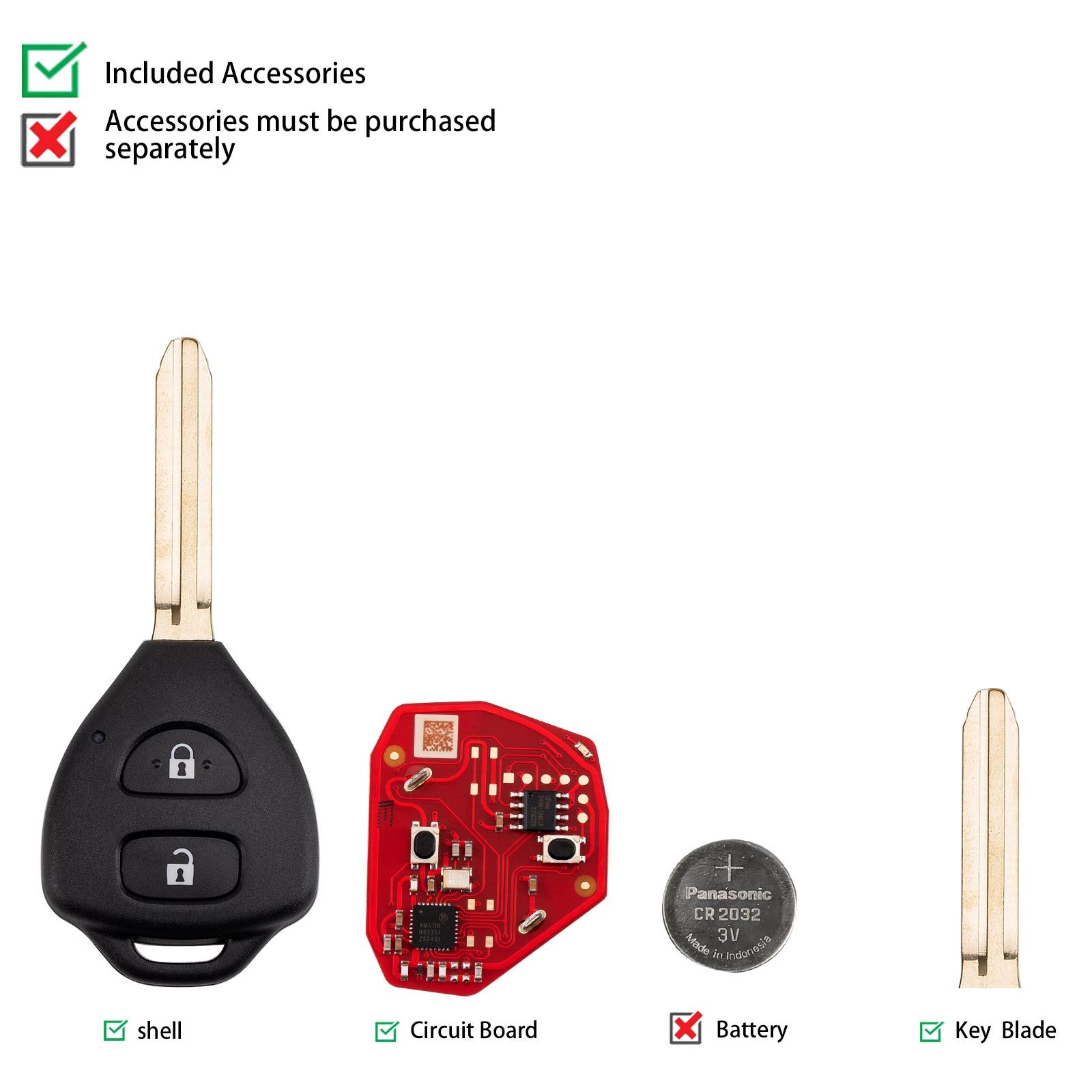 XHORSE XKTO25EN for Toyota Models 2 Buttons Triangle Second Generation Wired Remote 5pcs/lot