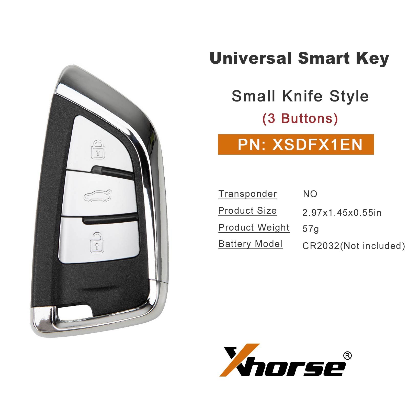 XHORSE XSDFX1EN 3 buttons Small Knife Style Universal Smart Key  5pcs/lot