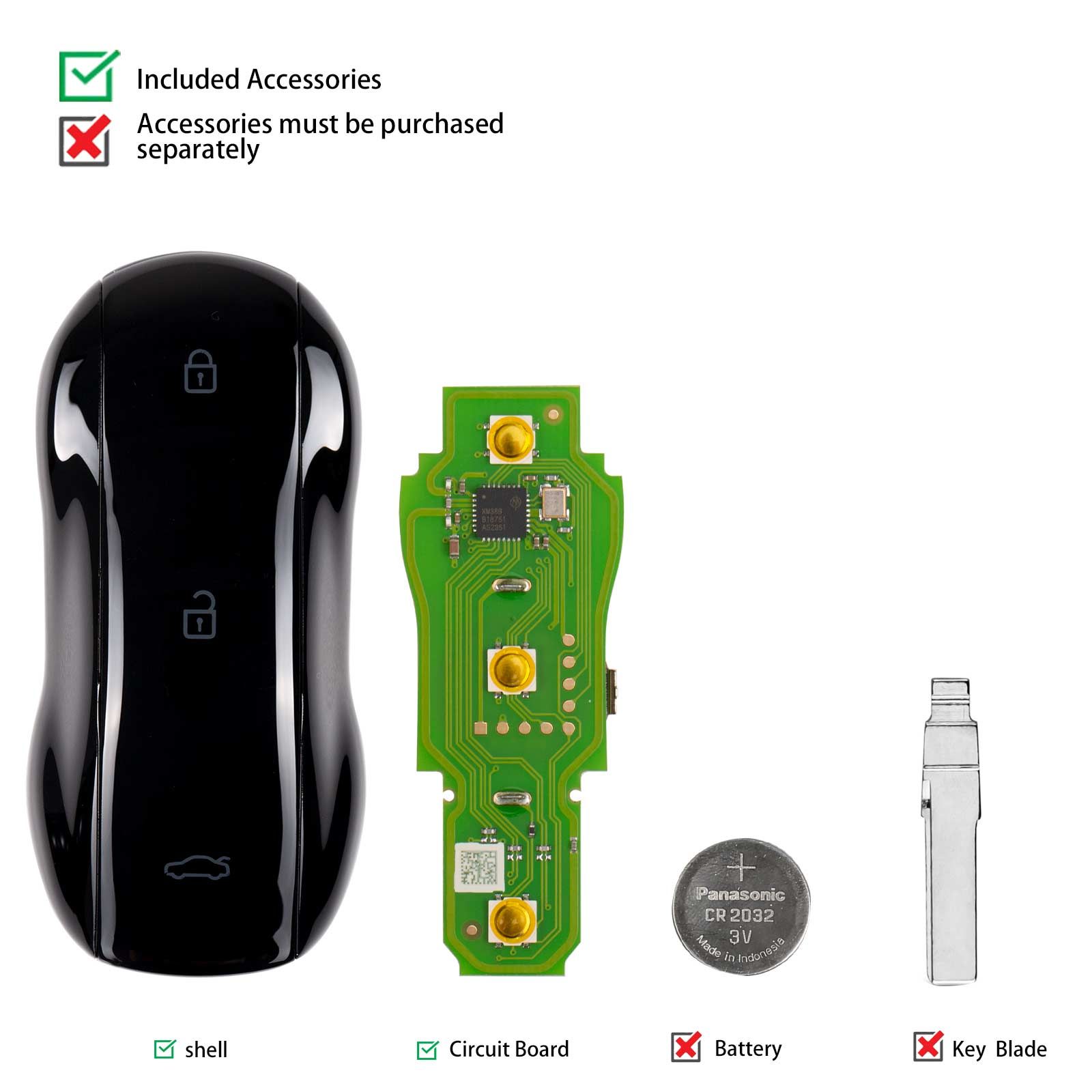 XHORSE XSSC21EN  XM38 TOY.T Univesal Smart Key Supercar Style Glossy Black Color 5pcs/lot