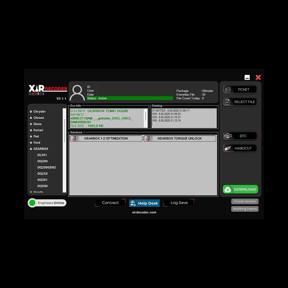 2025 New XirDecoder DTC Chip Tuning All Solutions Software Standard Version Support Stage 1-2 Tuning