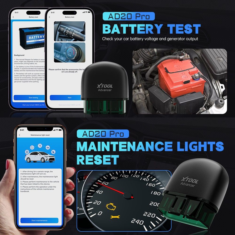 2023 Newest XTOOL Advancer AD20PRO OBD2 Scanner Car Code Readers & Scan Tools All Systems Diagnostic For IOS&Android