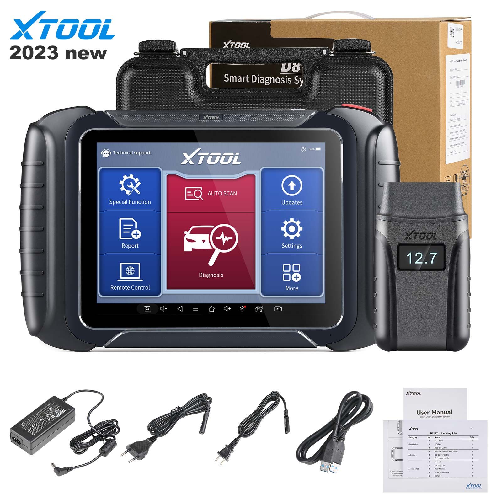 XTOOL D8BT Full System Diagnostic Tool Active Test With 38 Service Functions ECU Coding Support CAN FD