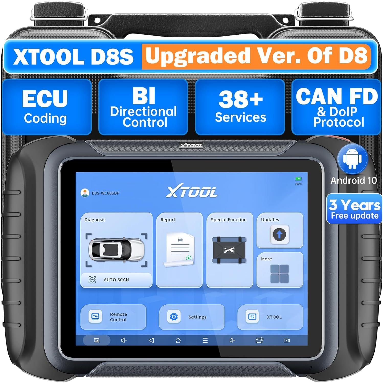 2025 XTOOL D8S Bi-Directional Diagnostic Scan Tool CAN FD & DoIP, ECU Coding, Topology, Key Programming, Full Diagnostics, Upgraded Ver. of D8