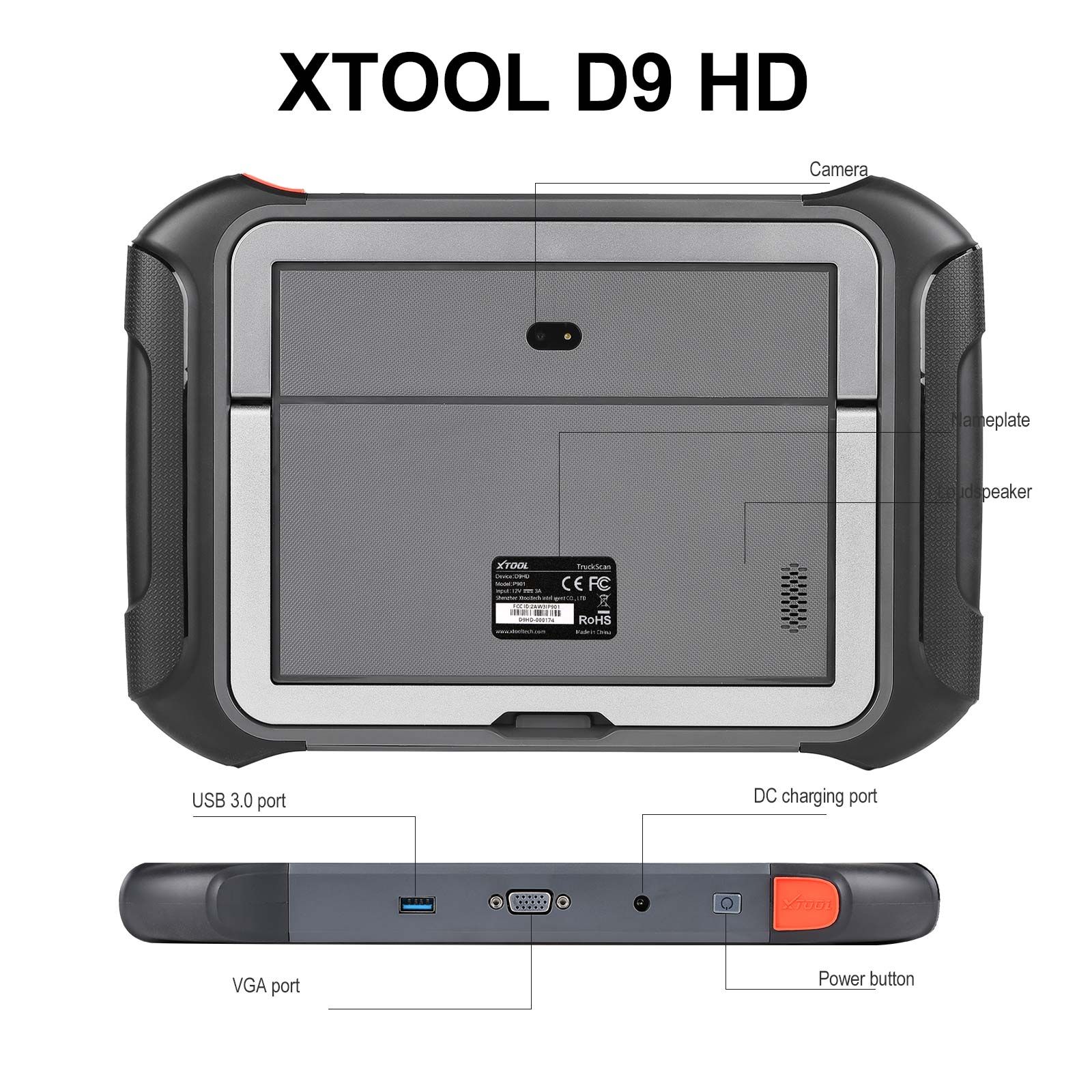 XTOOL D9HD Truck and Car diagnostic tool 12V to 24V 42+Special Functions Topology Mapping for Diesel/gasoline Replace PS90 PRO