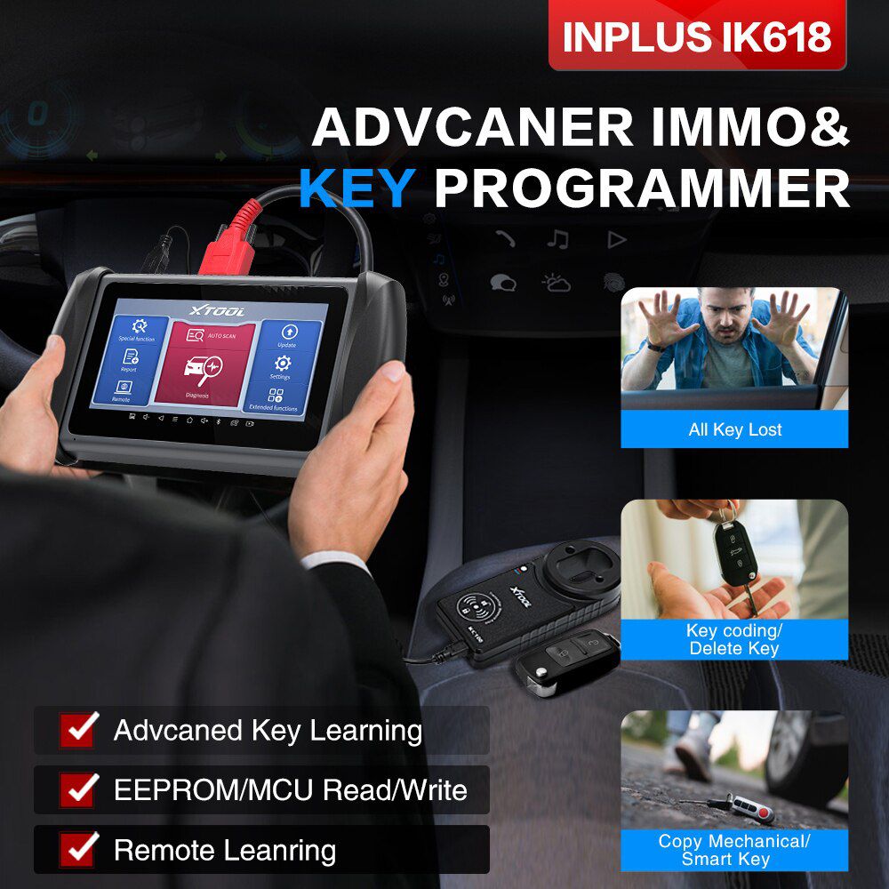 XTOOL InPlus IK618 Auto Key Programmer X100PAD3 Für Toyota/Benz Alle Schlüssel verloren mit Kc100 Für VW 4th&5th IMMO Diagnosewerkzeug