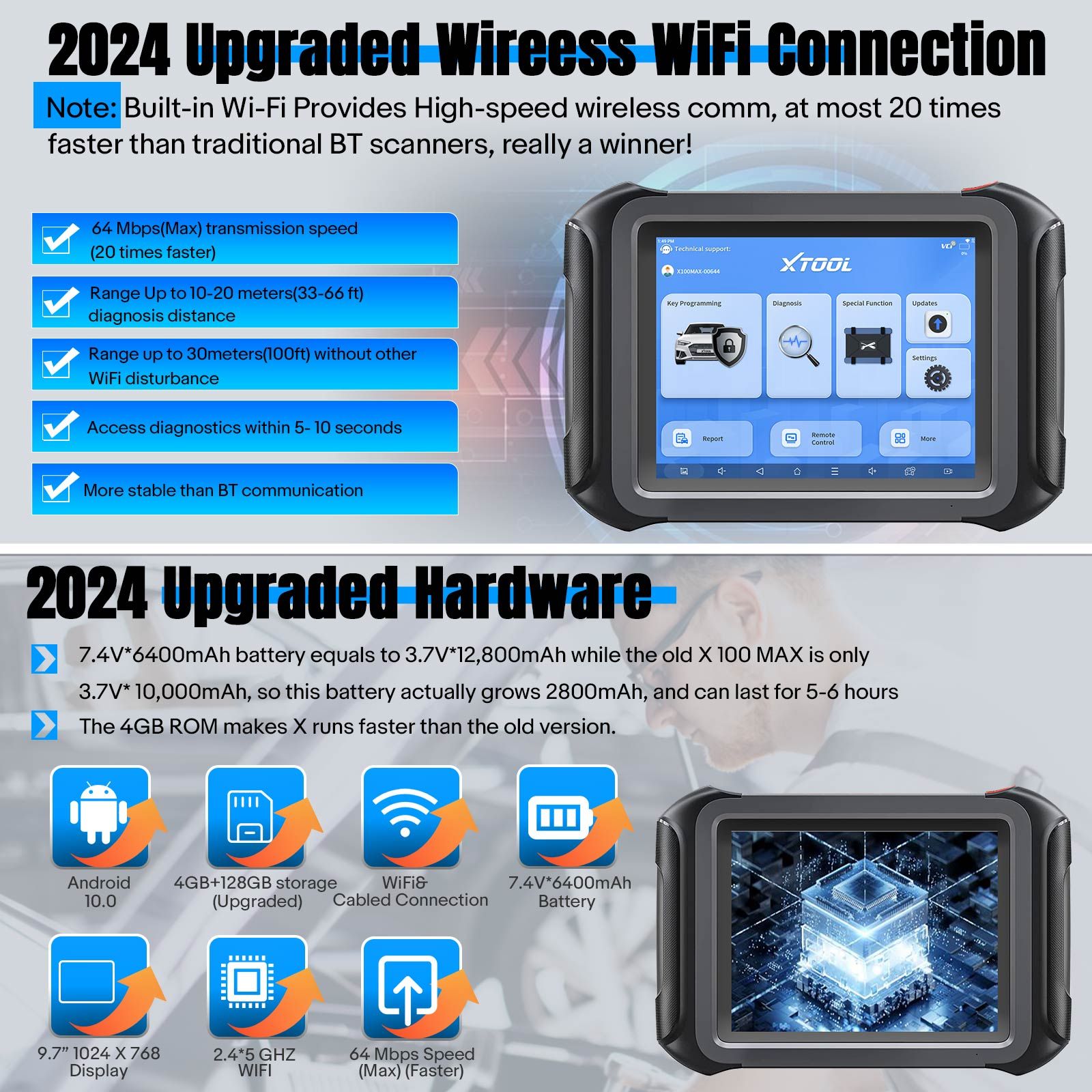 2025 XTOOL X100 MAX Auto Key Programmer IMMO Elite Diagnostic Tools With KC501 ECU Coding Full Bidirectional Control Update of X100 PAD3