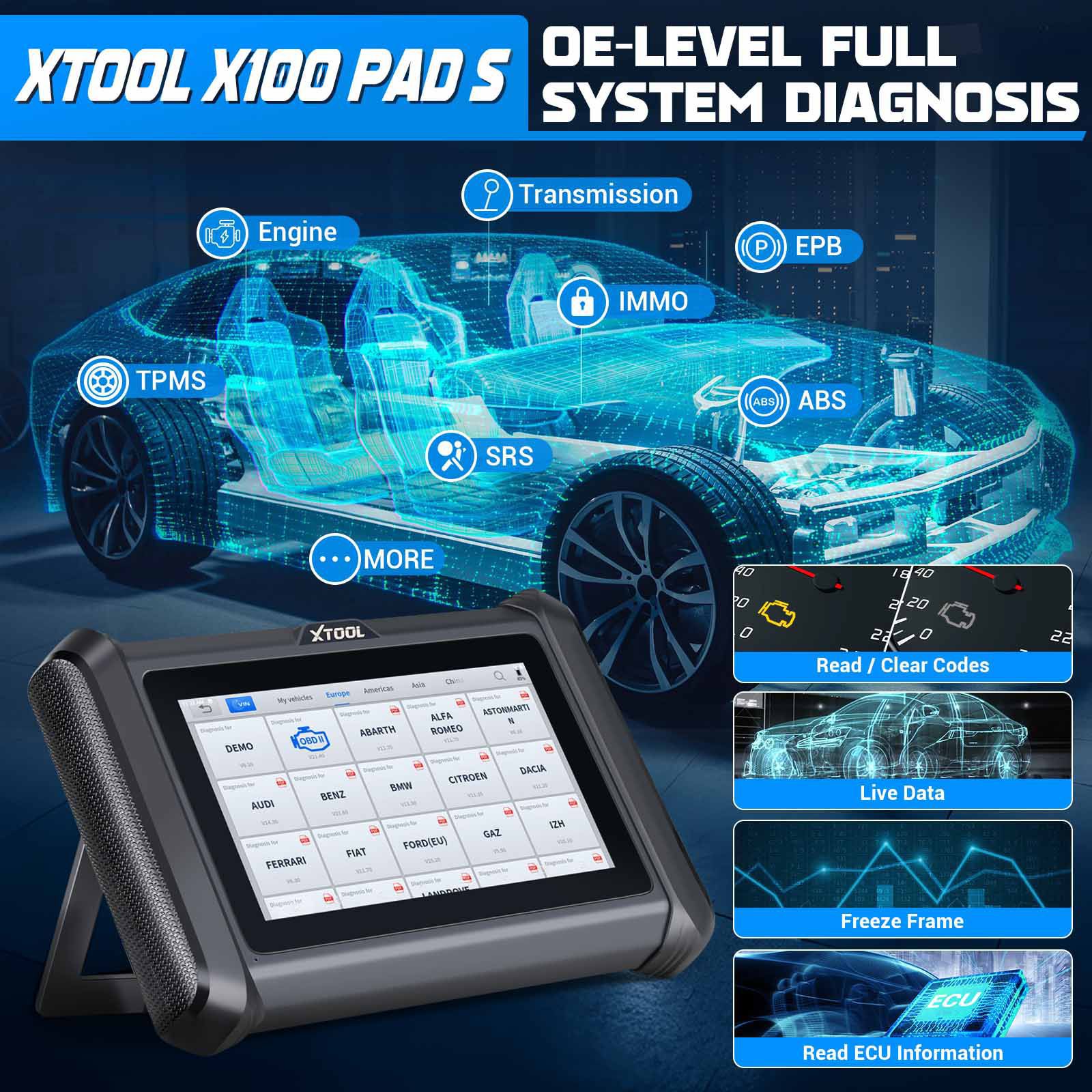 XTOOL X100 PADS Schlüsselprogrammierer mit eingebautem CAN FD DOIP Unterstützt 23 Service Funktionen Ersetzen X100 PAD 2 Jahre kostenloses Update