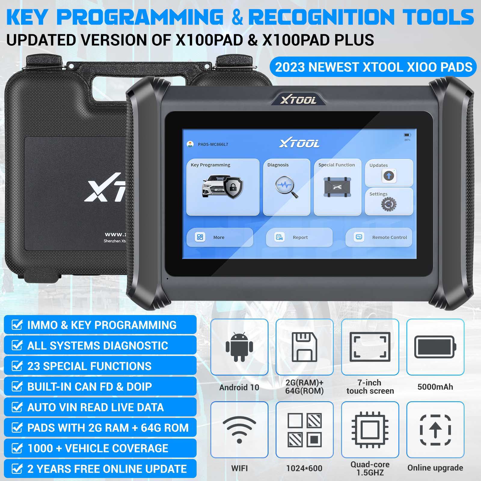 XTOOL X100 PADS Schlüsselprogrammierer mit eingebautem CAN FD DOIP Unterstützt 23 Service Funktionen Ersetzen X100 PAD 2 Jahre kostenloses Update