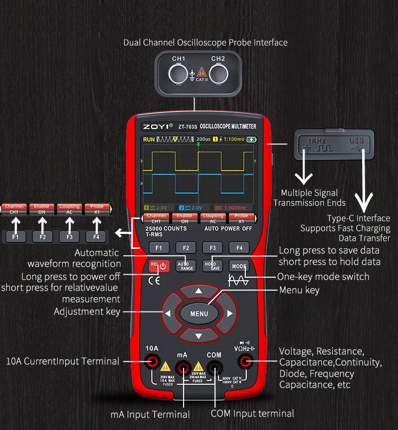 ZOYI ZT-703S 3-in-1 Oscilloscope