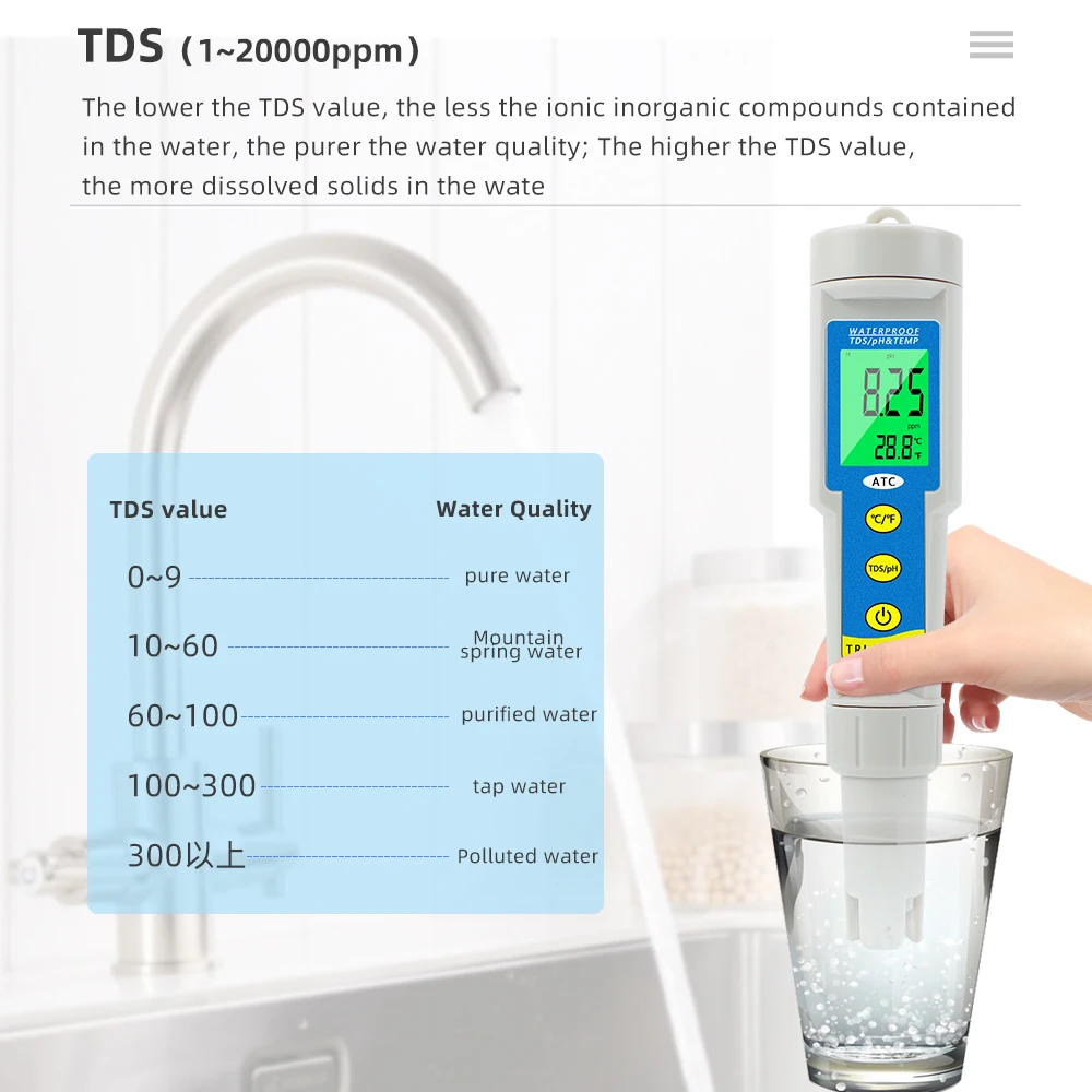 3 in 1 PH TDS Temperaturmesser