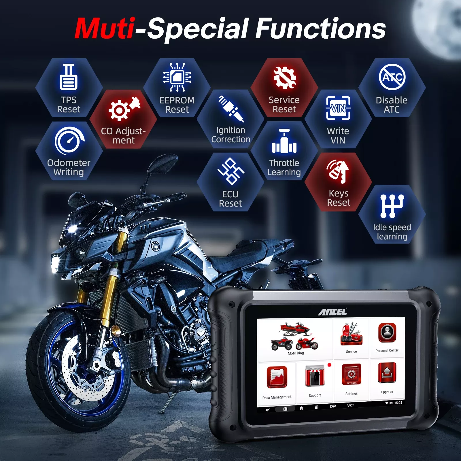 ANCEL MT700 OBD2 Motorrad Scanner