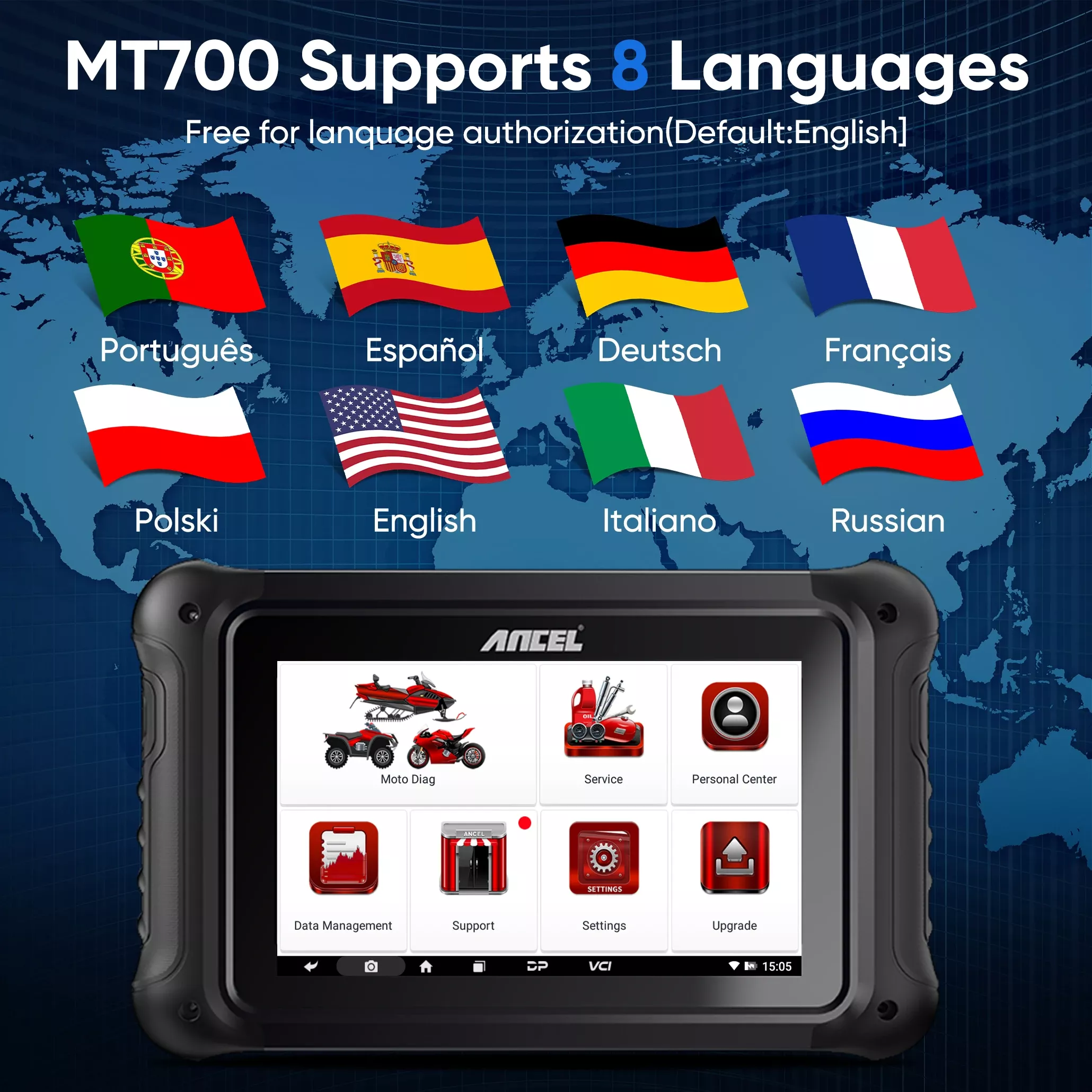 ANCEL MT700 OBD2 Motorrad Scanner