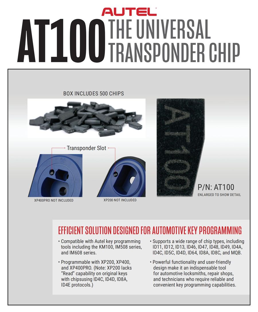 Autel AT100 Der universelle Transponder-Chip, der mit XP200, XP400, XP400PRO verwendet wird