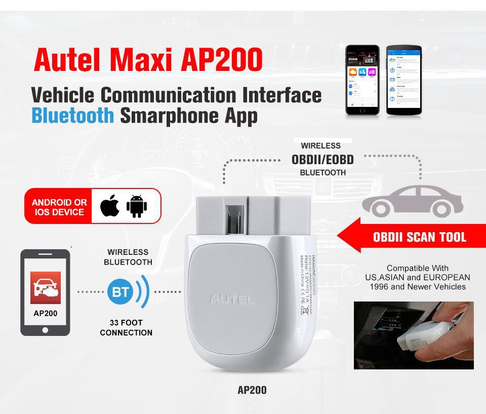 Autel MaxiAP AP200 Bluetooth OBD2 Code Reader 