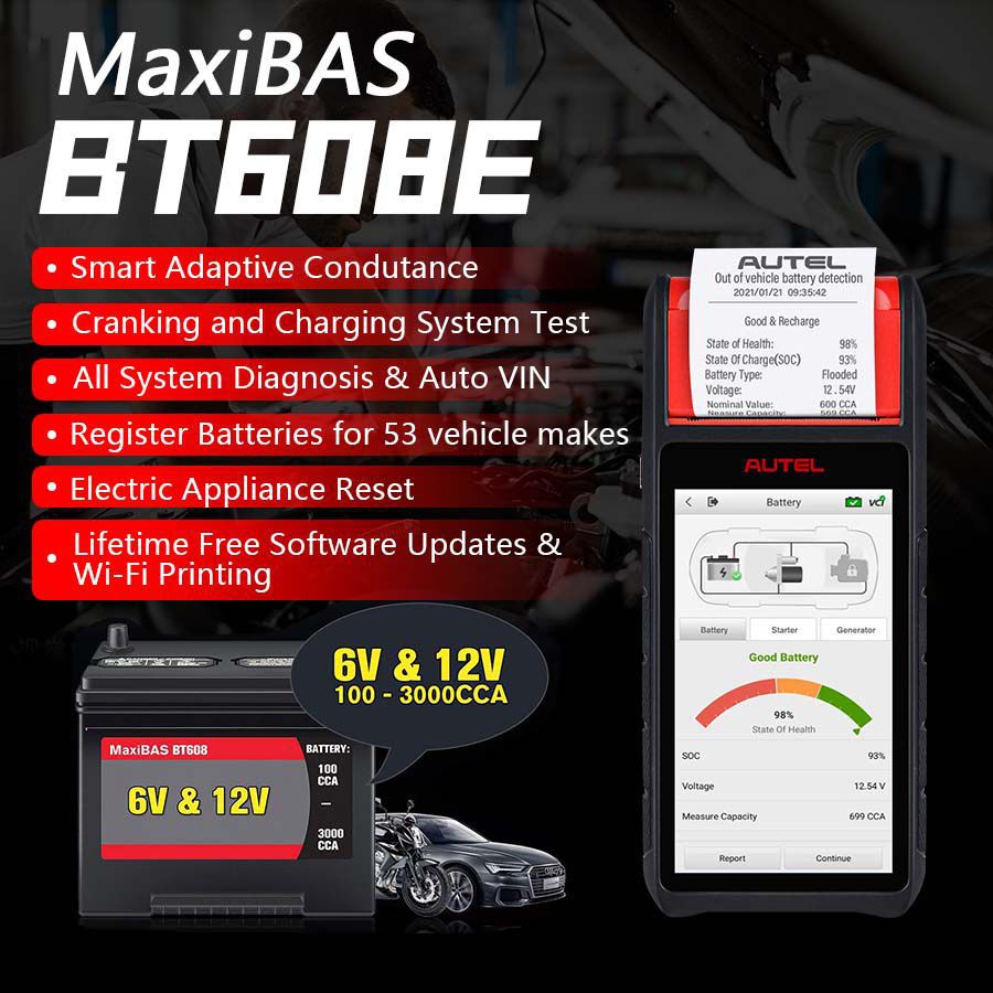 Autel MaxiBAS BT608E Batterie und Elextrical System Diagnostic Tool