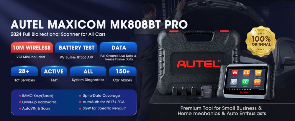 Autel MaxiCOM MK808BT PRO Autodiagnose-Scan-Tool, Aktive Tests & Bi-Directional Control-Scanner, 28+ Services, FCA AutoAuth, Drahtlose Diagnose