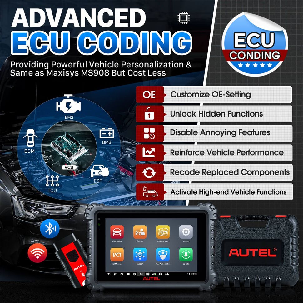 Autel MaxiCOM MK906S PRO Scanner Diagnostic Tool with Advanced ECU Coding Bi-Directional Control 