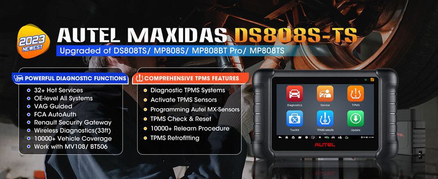 AUTEL MaxiDAS DS808S-TS Diagnosewerkzeug mit erweitertem ECU Coding und TPMS Service