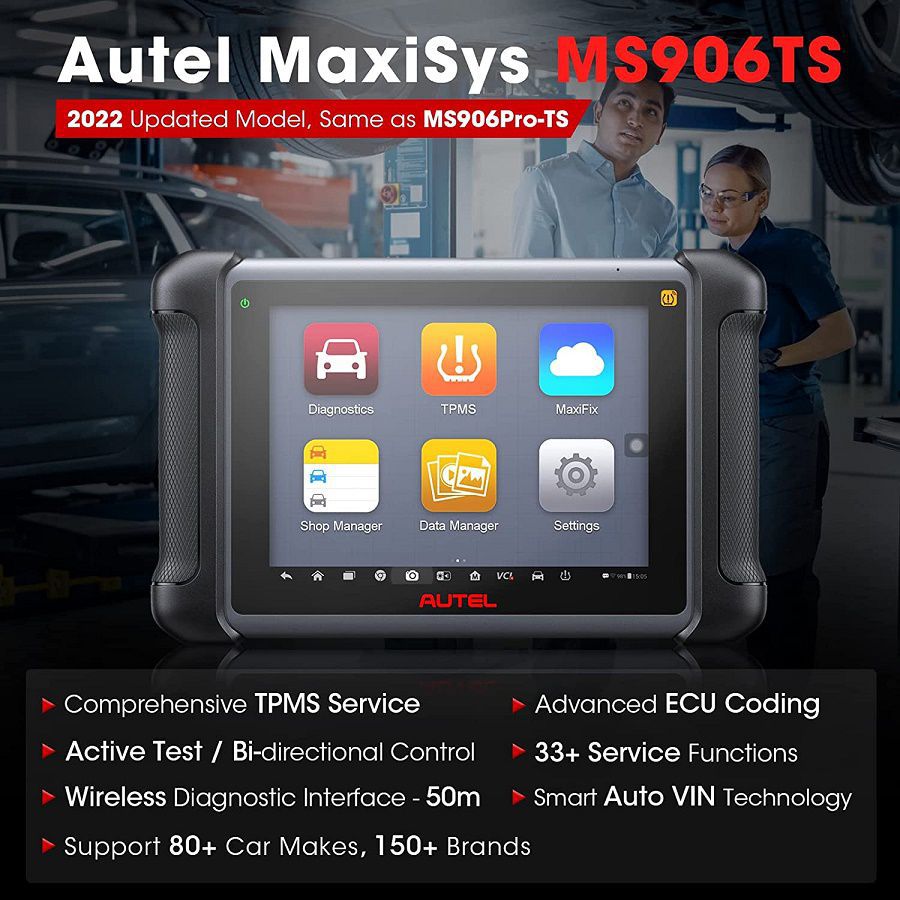 Autel MaxiSYS MS906TS OBD2 Bidirektionaler Diagnosescanner mit RDKS-Funktionen ECU-Codierung 33+ Services