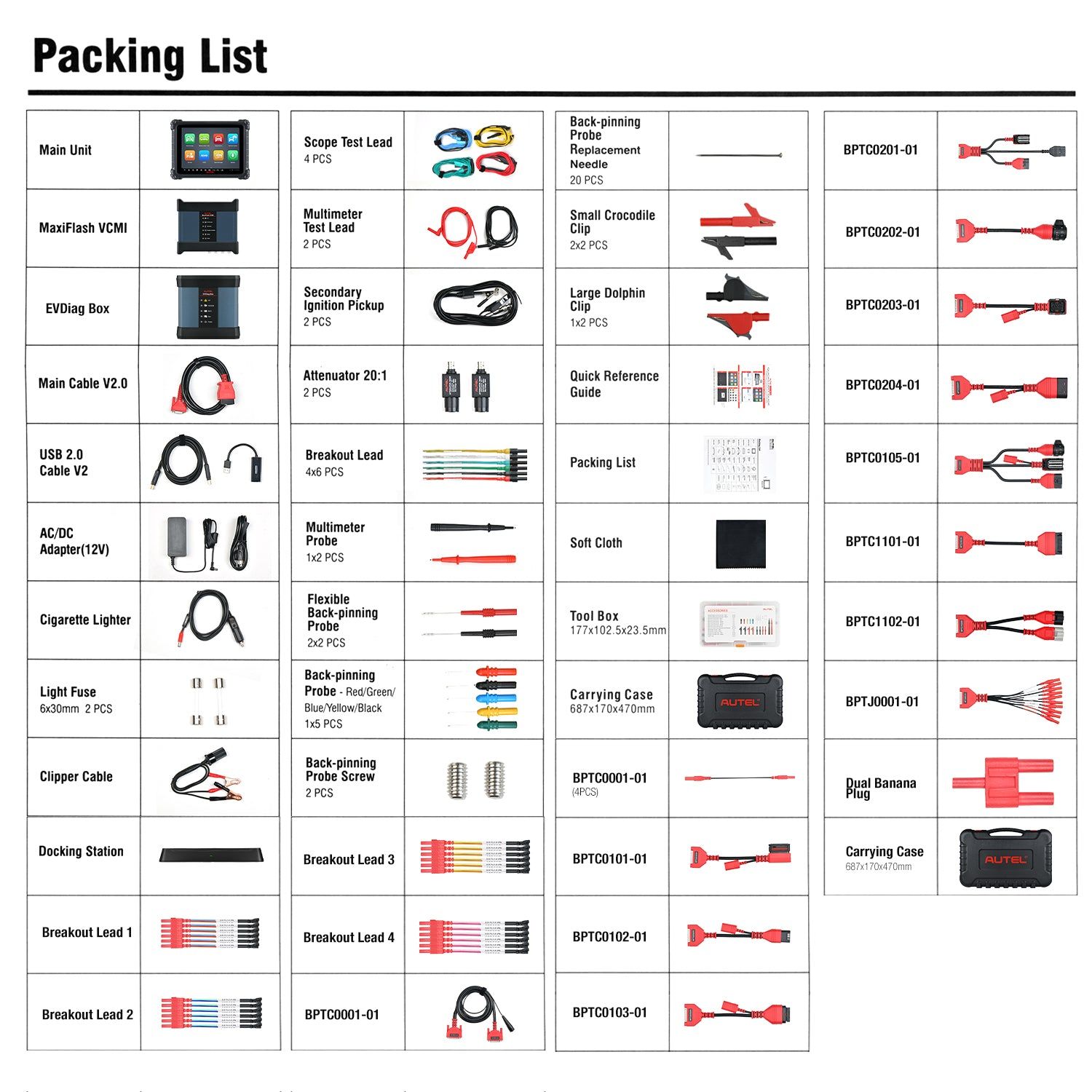 AUTEL MaxiSYS Ultra EV Verpackungsliste