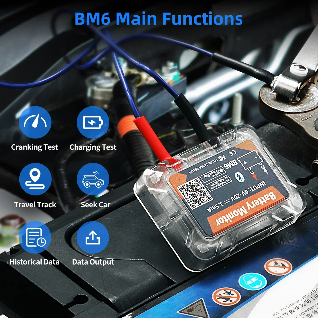 BM6 12V Batterieüberwachung drahtlose Bluetooth Autobatterie 