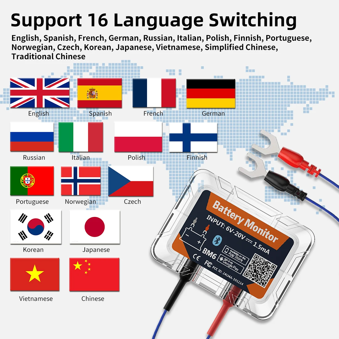 BM6 12V Batterieüberwachung drahtlose Bluetooth Autobatterie 