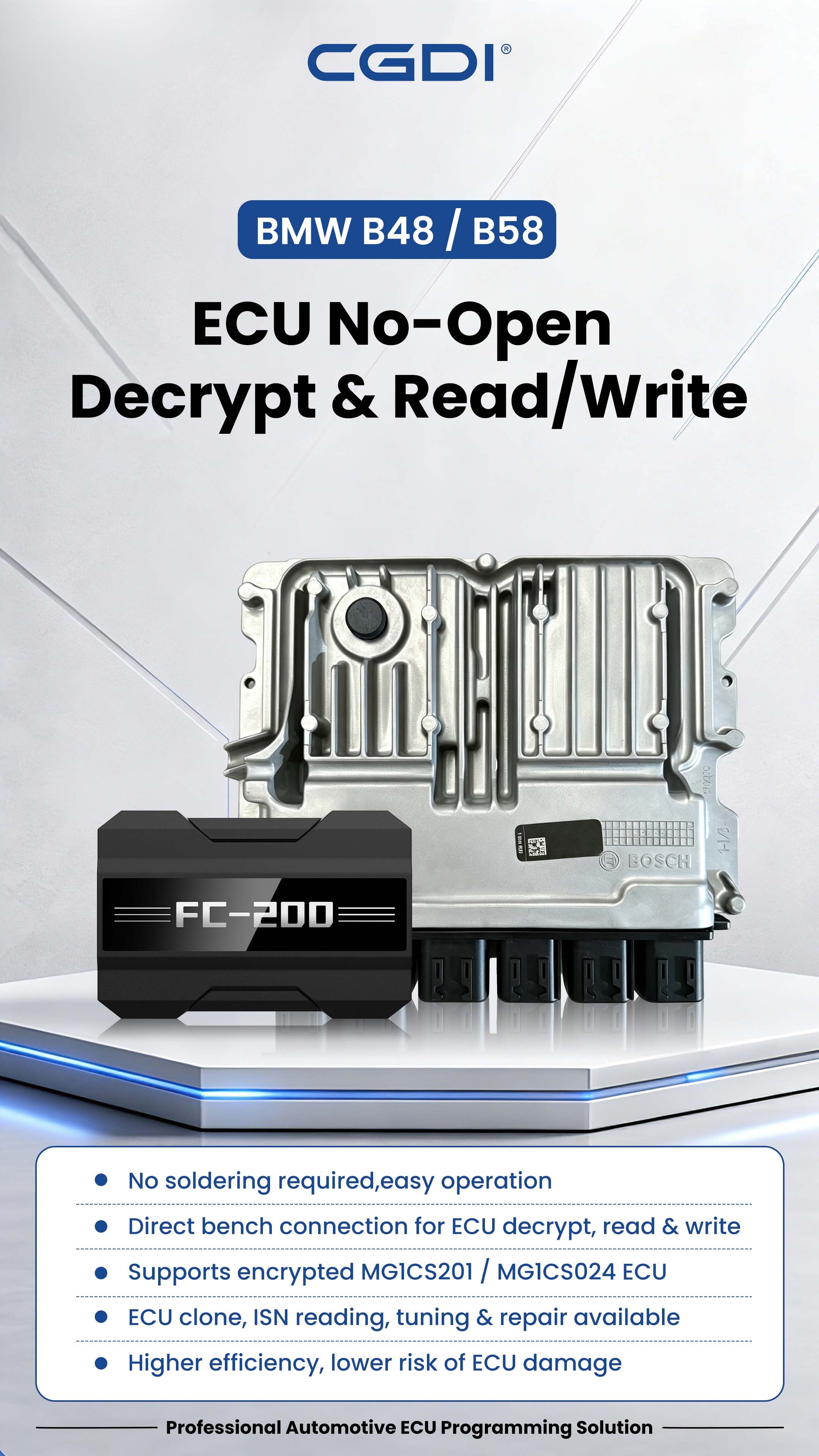 CG FC200 Neue DB15-Verkabelung mit neuer 12V-Steuerung und GPT-4 unterst&uuml;tzt B48 B58 ECU ohne &Ouml;ffnen Decrypt & Read Write