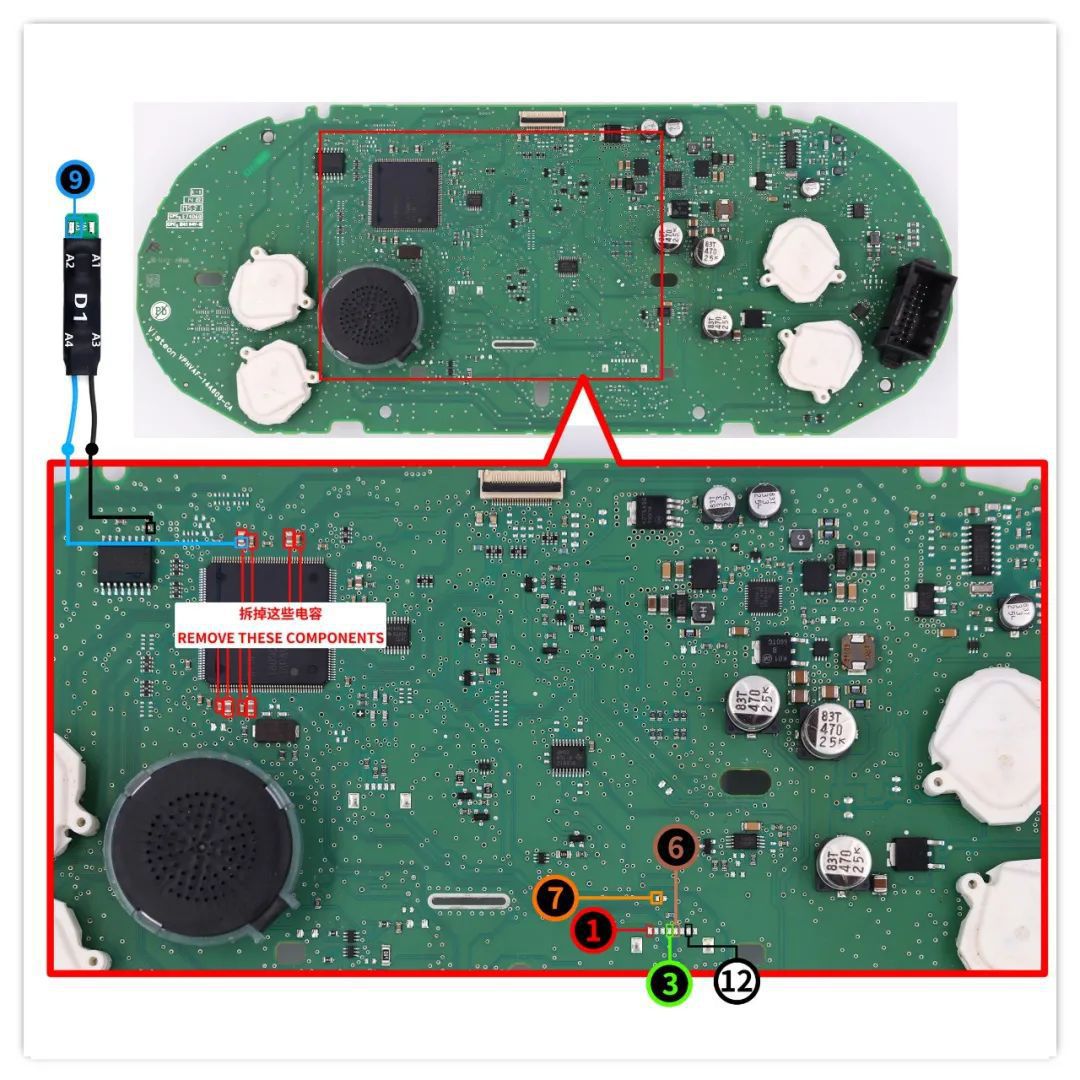 CG100X und D1 Adapter Pinouts auf VAG MQB Cluster