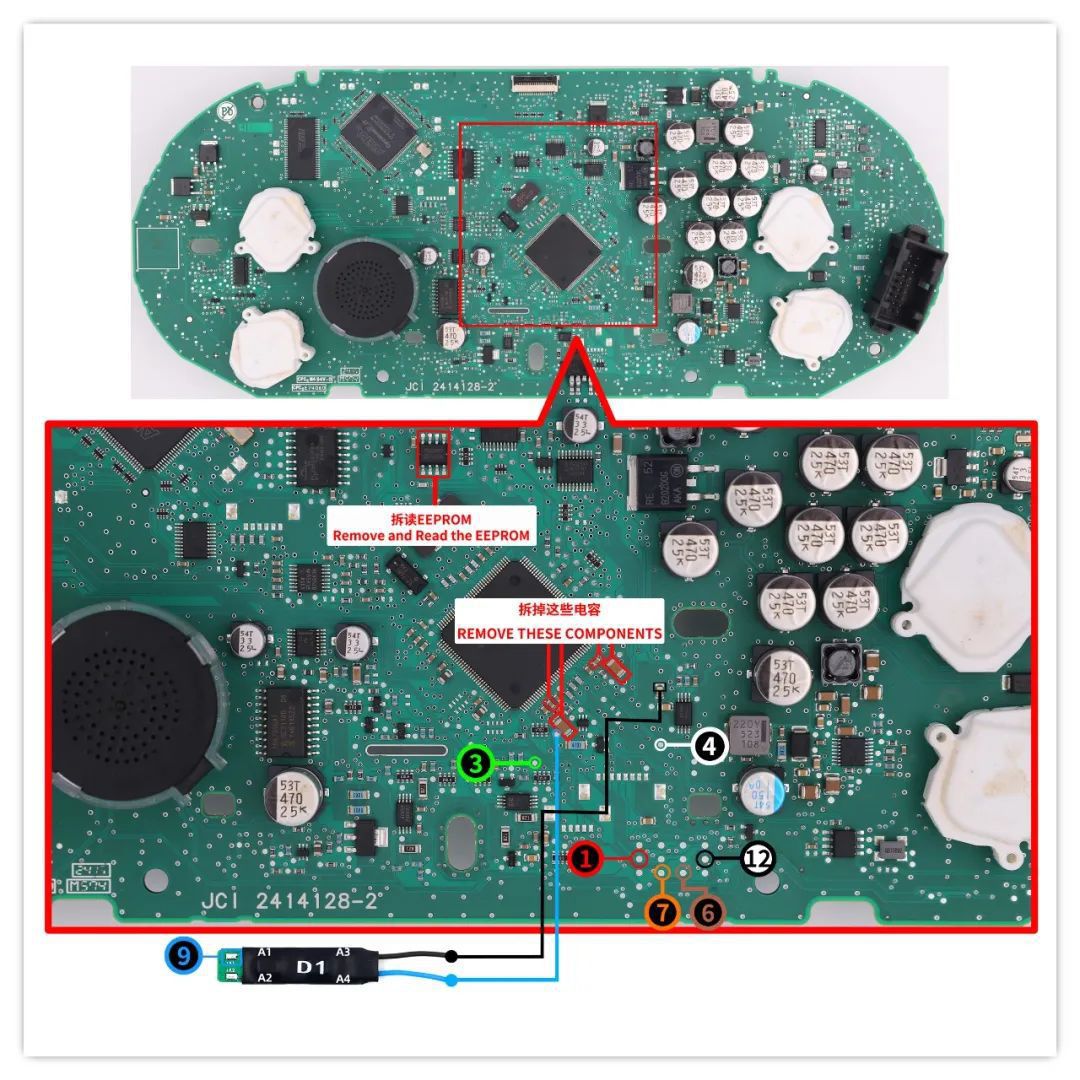 CG100X und D1 Adapter Pinouts auf VAG MQB Cluster