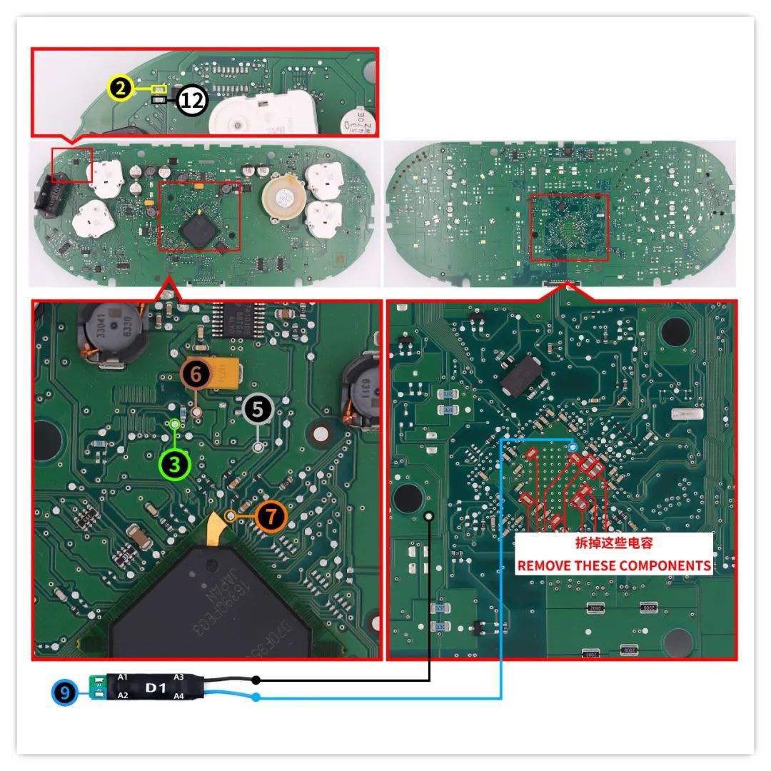 CG100X und D1 Adapter Pinouts auf VAG MQB Cluster