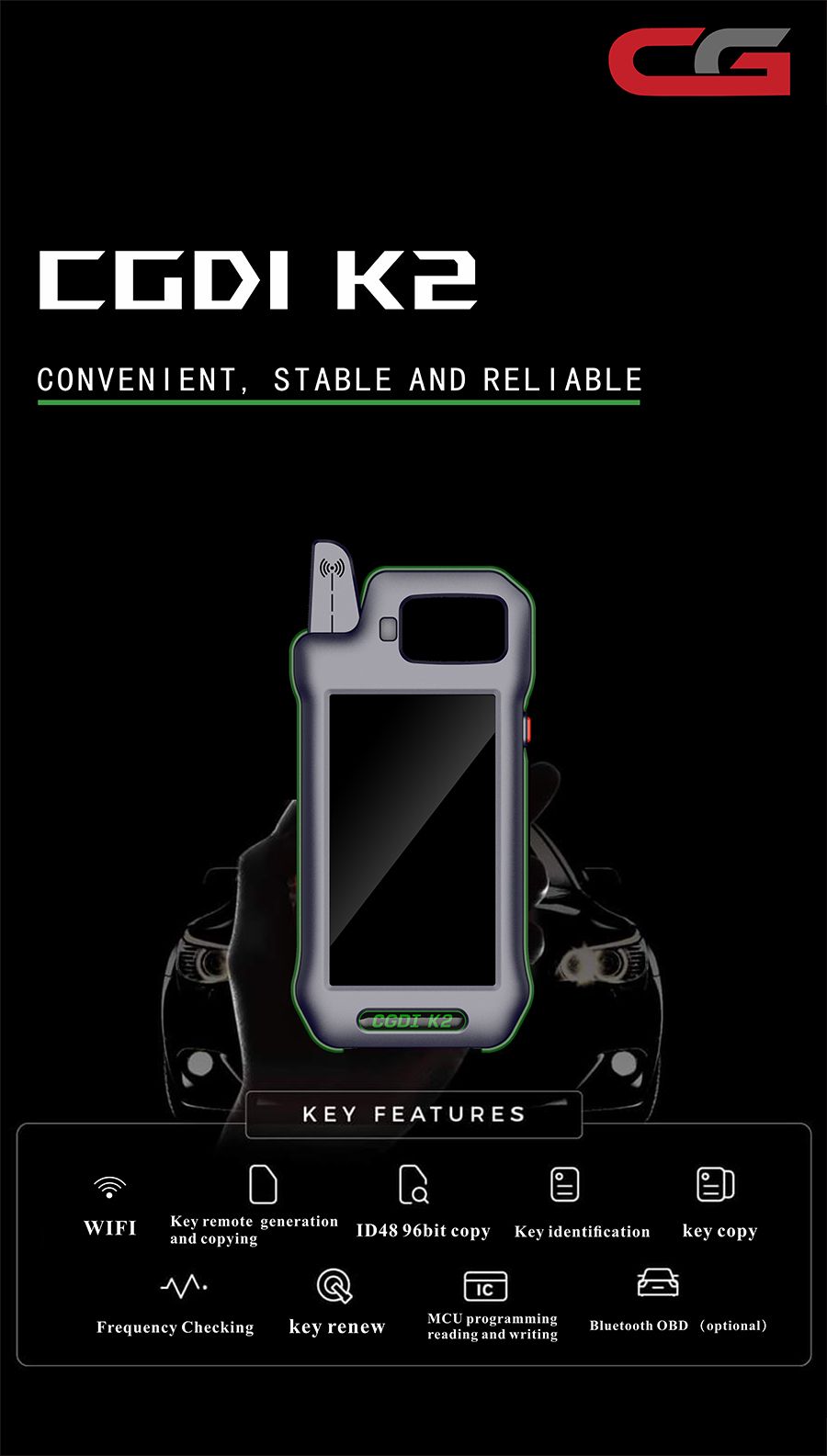 CGDI K2 Remote Key Programmer Remote Generator mit 3 Stück CGDI C4648 Super Chips