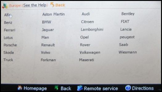 Digimaster 3 unterstützte Europäische Autoliste
