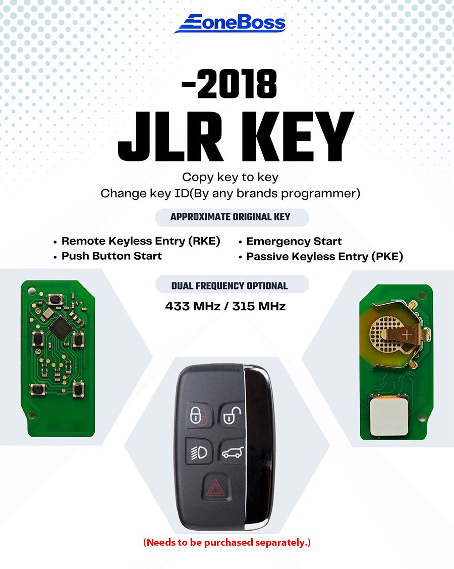 EONEBOSS für JLR Key PCB Board nur Unterstützung Jahr 2015-2018 Frequenz: 315MHZ / 433MHZ