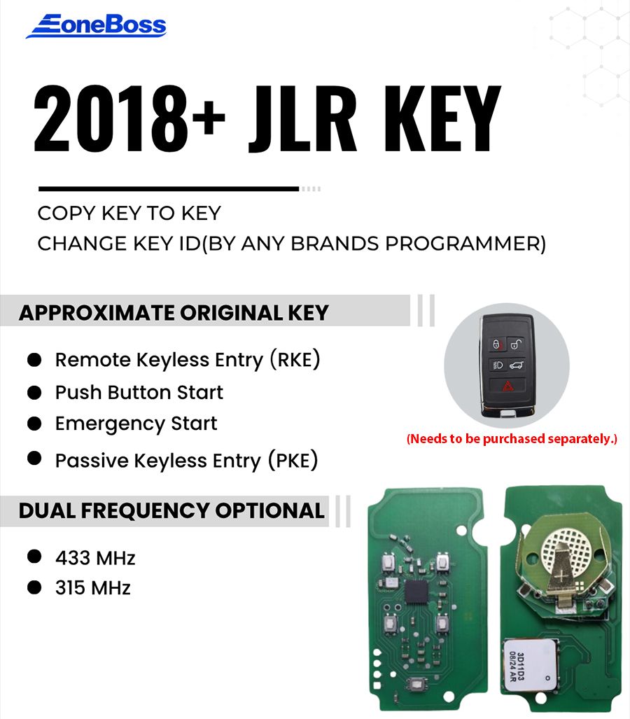 EONEBOSS für JLR Key PCB Board nur Unterstützung Jahr 2018-2021 Frequenz: 315MHz