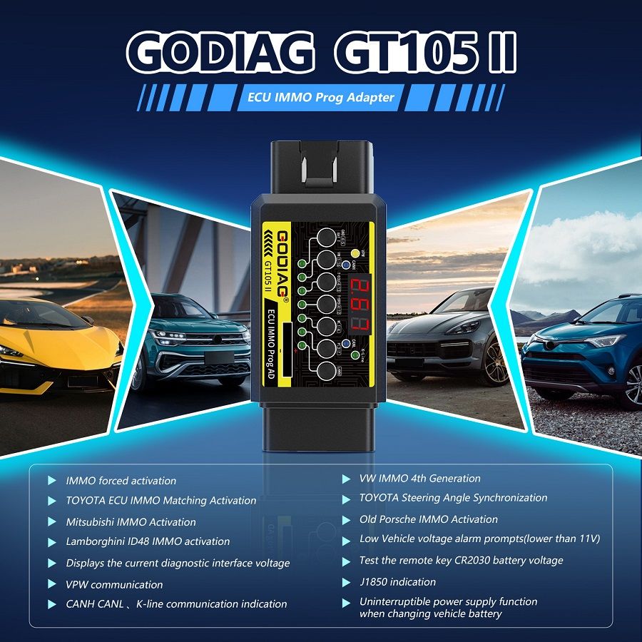 GODIAG GT105 II ECU IMMO Prog AD OBD2 Break Out Box ECU Steckverbinder 