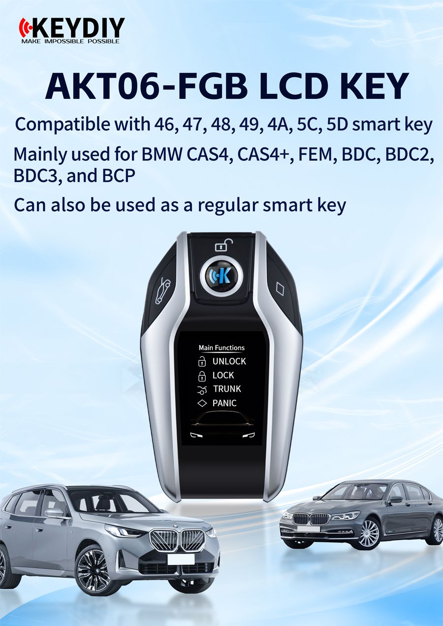 KEYDIY AKTO6-FGA LCD Smart Key Kompatibel mit 46, 47, 48, 49, 4A, 5C, 5D Smart Keys f&uuml;r FEM, BDC, BDC2, BDC3, BCP Modelle