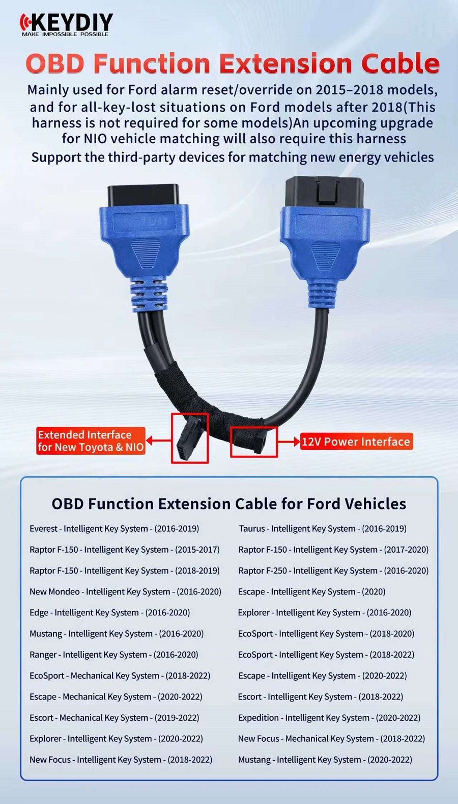 KEYDIY Ford OBD Funktion Verlängerungskabel für Ford Fahrzeuge