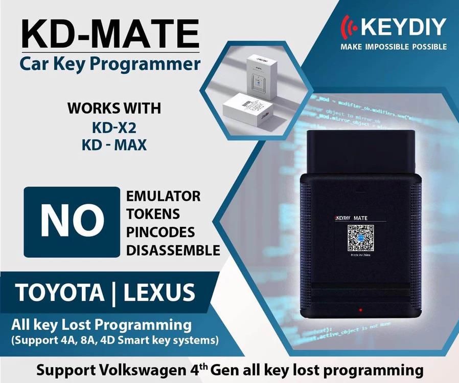 KEYDIY KD-MATE Schlüsselprogrammiergerät Arbeiten mit KD-X2 und KD-MAX für Toyota Smart Key Programmierung Alle Schlüssel verloren